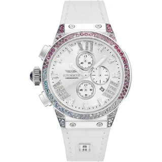 Chronograph HAEMMER GERMANY "EMINENT", weiß, silberfarben, Armbanduhren, Damen, Chronograph, Quarzuhr, Armbanduhr, Damenuhr, analog, Tag, Stoppfunktion