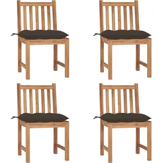 Gartenstühle 4 Stk. mit Kissen Massivholz Teak - Taupe, Bunt