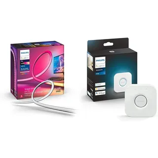 Philips Hue White & Color Ambiance Play Gradient, PC Lightstrip für 32/34” inkl. Hue Bridge, dimmbar, 16 Mio. Farben, steuerbar via App, kompatibel mit Amazon Alexa (Echo, Echo Dot)