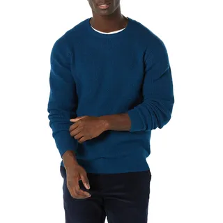 Amazon Essentials Herren Soft-Touch-Pullover mit Langen Ärmeln, Rundhalsausschnitt und Waffelstich, Blau, L