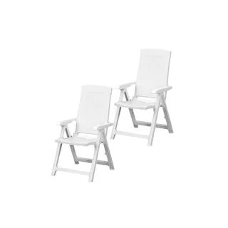 PROGARDEN Gartensessel Tampa Klappsessel 61 x 50 x 111 cm weiß 2 St.