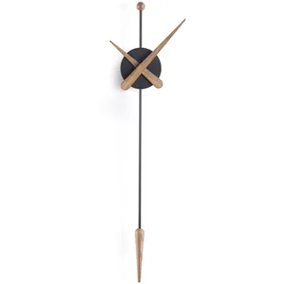 NOMON Design-Wanduhr, Ø28 x 63 cm Länge, Spitze, Schwarz, Eiche, 63, Design: