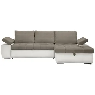 Xora Ecksofa , Weiß, Beige , Textil , Ottomane rechts, L-Form , 271x175 cm , seitenverkehrt erhältlich, Schlafen auf Sitzhöhe , Wohnzimmer, Sofas & Couches, Wohnlandschaften, Ecksofas
