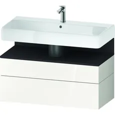 Duravit Qatego Waschtischunterbau, 1 Auszug und 1 Schublade, 990x470x590mm, Nische Graphit Supermatt, QA4395080, Farbe: Weiß Hochglanz/mit Nischenbeleuchtung