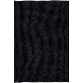 Decomira Badematte rutschfest | Als Badteppich Set kombinierbar | Badezimmer-Teppich Bad-Vorleger waschbar aus Chenille | Duschvorleger für Dusche, Badewannen, WC Deko | Schwarz - 50x80 cm