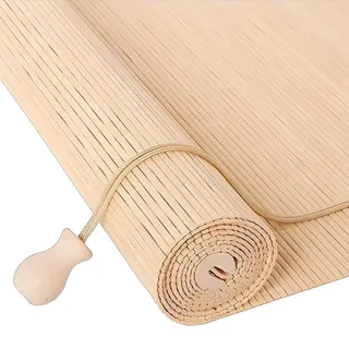100x120cm Bambusrollo Innen außen Raffrollo Sonnenschutz Jalousie | Seitenzugrollo Lichtfilter Belüftung Rollo für Fenster und Türen,Anpassbar