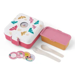 monbento - Kinder Brotdose mit Fächer Snacky rosa Birds - Snackbox Kinder für ganze Sandwiches - Besteck inklusive - Lunchbox Personalisiert Kinder - Ideal für Schule/Picknick - BPA-Frei - Vögel