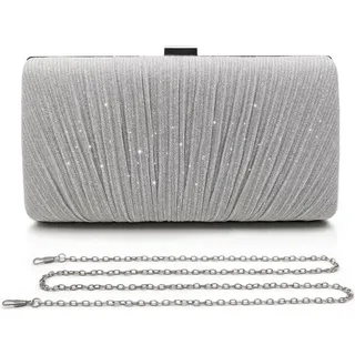 Pahajim Damen Glitzer Clutch Tasche Silber für Hochzeit Party