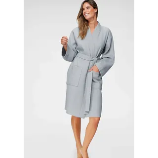 Unisex-Bademantel OTTO HOME "Nora, ideal für Sauna & Spa, Hotelbademantel, Morgenmantel" Gr. XL, grau (hellgrau), L:105cm, Waffelpiqué, Hausmäntel, Unisex-Bademantel, Damen & Herren, Kimono-Kragen, Waffelpiqué, Baumwolle, Reisebademantel, Topseller