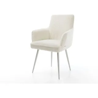 DeLife Esszimmerstuhl Heira-Flex Bouclé Weiß 4-Fuß konisch