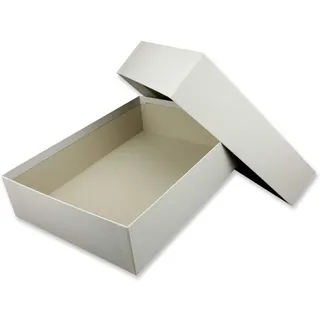 Geschenk- und Aufbewahrungsbox DIN A4 - Karton mit Deckel - 1 Stück - Farbe: Hellgrau (Grau) - 302 x 213 x 70 mm
