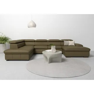 Home affaire Wohnlandschaft »Alberto U-Form« mit Kopfteilverstellung, wahlweise mit Bettfunktion, grün