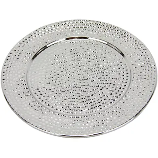 I.GE.A. Dekotablett »Keramik-Schale« Dekoschale silber Tablett Weihnachtsdeko Deko Advents-Tablett rund, silberfarben