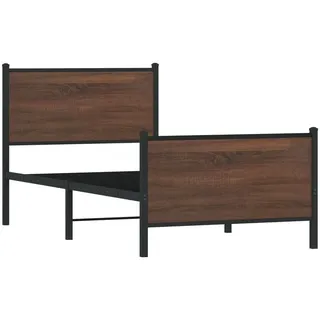 SYFAXTM Metallbett ohne Matratze Braun Eichen-Optik 100x200 cm - Braun