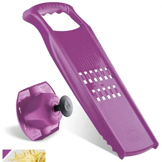 Börner Rösti PowerLine Reibe Set (2-tlg.) • Gemüsehobel + Fruchthalter für Rösti, Zucchinipuffer, Kartoffelpuffer • Gemüseschneider für rohe Kartoffeln • Küchenhobel Set (Violett)