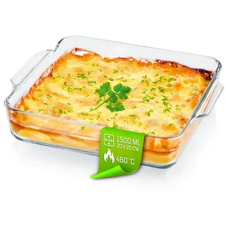 GOURMETmaxx Auflaufform für Heißluftfritteuse & Ofen - 1500 ml | Borosilikatglas Backform rechteckig | Auflaufform klein zum Zubereiten, Garen & Servieren | Für den Airfryer & Überbackenes etc.