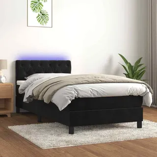 vidaXL Boxspringbett mit Matratze & LED Schwarz 80x200 cm Samt