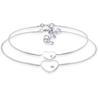 Elli Armketten Set »Armband Herz Kristalle 925 Silber«,