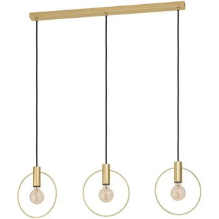 EGLO Pendelleuchte Manizales, 3 flammige Hängelampe minimalistisch, elegant, Hängeleuchte aus Metall in Messing, Esstischlampe, Wohnzimmerlampe hängend mit E27 Fassung