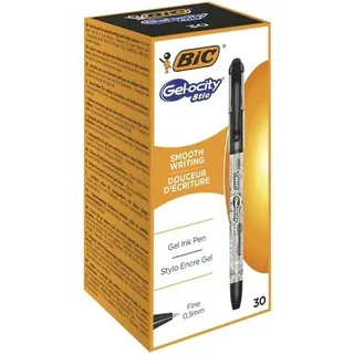 BIC Gelocity Tintenroller Schwarz 0.5 mm Fein Kugelschreiber 30 Stück