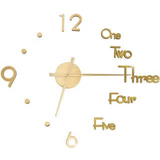 3D-Wanduhr Modernes Design Golden 100 cm XXL - Gold