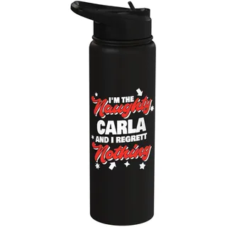 Naughty Carla Weihnachtsspruch Lustig Carla Name Personalisiert Stainless Steel Insulated Water Bottle
