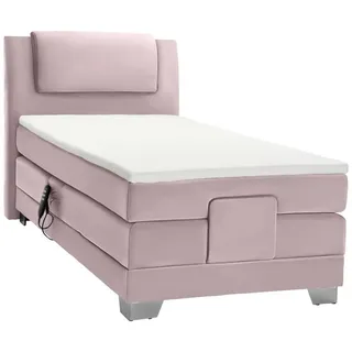 Esposa Boxspringbett , Rosa , Textil , H2 , 7-Zonen , 100x200 cm , gepolstertes Kopfteil, Federkernmatratze, Stoffauswahl, Topper durchgehend, motorische Verstellung des Lattenrostes , Schlafzimmer, Betten, Boxspringbetten