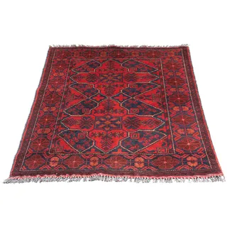 morgenland Orientteppich »Afghan - Kunduz - 125 x 78 cm - dunkelrot«, rechteckig, 7 mm Höhe, Wohnzimmer, Handgeknüpft, Einzelstück mit Zertifikat morgenland Dunkelrot B: 78 cm   1 St.