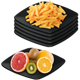 Tutamaz Schwarze Dessertteller, Spülmaschinengeeignetes Teller-Set,Pastateller Salatteller, Moderne Frühstücksteller, Speiseteller für Kuchen, für Fleisch, Sushi, Snacks und Salate