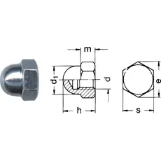 DIN1587 verzinkt M20 Sechskant-Hutmuttern hohe Form