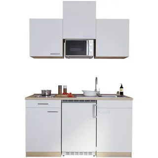 Respekta Küchenzeile 150 cm Weiß-Eiche Sägeräu Nachbildung