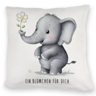 speecheese Kuschelkissen Grauer Elefant - Blümchen für Dich | mit Spruch - lustiges DekoKuschelkissen für Zuhause oder Büro