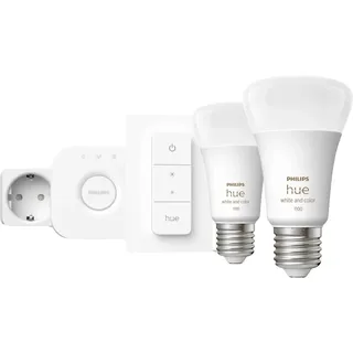 Philips Hue Starter-Set 2 x E27 Leuchtmittel inkl. Dimmer & Hue Bridge