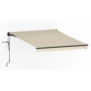 Blumfeldt CloudShade Markise – Elektrische Gelenkarmmarkise mit App & Fernbedienung, UV 30+ & Regenschutz, Einstellbarer Neigungswinkel, Aluminiumrahmen, Einfache Wandmontage, 250 cm Breit, Beige - Beige
