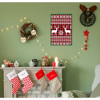queence Metallbild »Christmas Spirit« Hirsch   Schneeflocken   Weihnachten 1 Stk. tlg. Stahlschilder, rot