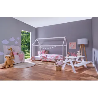 Inter Link - Kindersitzgruppe - Kindersitzgarnitur - Aus massivholz - 2 Bänke - 1 Tisch - Bietet 4 Plätze - Weiß lackiert - Henning