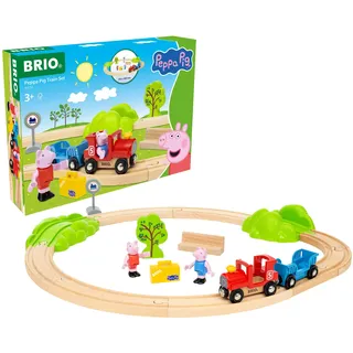 BRIO - Peppa Wutz Eisenbahn-Set - Spielzeug Eisenbahn für Kinder mit Spielfiguren und weiterem Zubehör, Spielzeug ab 3 Jahren, Eisenbahn Starter-Set zur Kleinkindserie Peppa Wutz - 36123