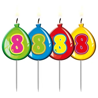 Folat 4 Zahlenkerzen * Zahl 8 * ┃ Ballon Design ┃ 8. Geburtstag ┃ Kindergebu