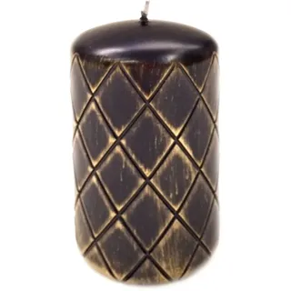 Stumpenkerze schwarz Gold Diamant classic rustical 70 / 130 mm