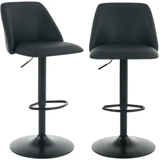 COLAMY Barhocker 2er Set mit Rückenlehne & 360° Drehfunktion, Höhenverstellbar (63,5-84,5 cm), Küchenhocker aus PU-Kunstleder, Stühle für Kücheninsel, Esszimmer oder Home-Bar,Schwarz