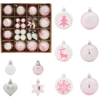 Weihnachtskugel-Set 40 pcs Weiß und Rosa Kunststoff - Weiß