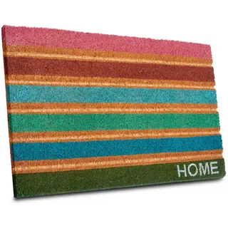 Hanse Home Kokosmatte , Multicolor , Naturmaterialien , Regenbogen , rechteckig , 45x75 cm , rutschfest, für Fußbodenheizung geeignet, rutschhemmend, pflegeleicht, widerstandsfähig , Teppiche und Böden, Schmutzfangmatten, Fußmatten