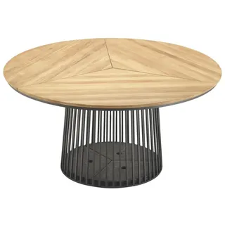 Tisch Grid - 150 cm rund 305 - anthrazit 400 - Teak