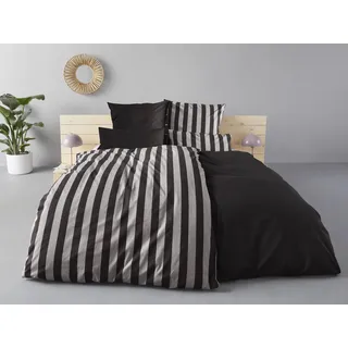 OTTO home Greta Gestreift Baumwolle Anthrazit/Schwarz 155 x 220 cm + 2 x 80 x 80 cm