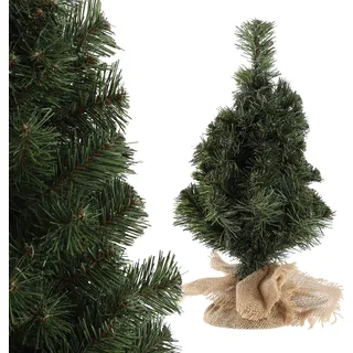 KADAX Künstlicher Weihnachtsbaum 80cm, klein Tannenbaum mit 105 Zweige, Mini Tanne mit Jute - Grün