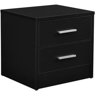 [en.casa] Nachttisch Jette , Schwarz , Holzwerkstoff , 38x37x34 cm , Schlafzimmer, Nachtkästchen