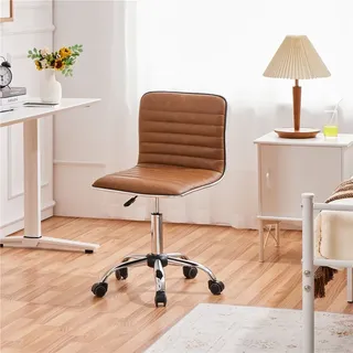 Yaheetech Bürostuhl ohne Armlehnen, Drenstuhl mit Rollen, höhenverstellbar, Retro-Braun - Braun