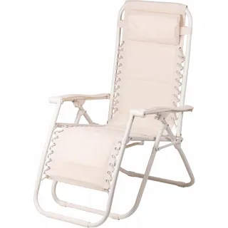 GALILEO RioPlus Esté Relax-Stuhl, elfenbeinfarben, gepolsterter Sitz, grün, Gestell aus Karbonstahl, neig- und zusammenklappbar