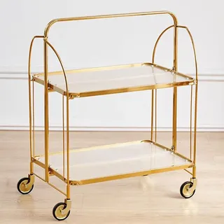 Goldener Rollwagen – klappbarer Servierwagen mit Rollen und Griff für Zuhause, Küche und Partys – vielseitige Getränkeaufbewahrung & Kaffee-/Tee-Getränkewagen