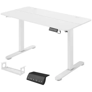 Vinsetto Höhenverstellbarer Schreibtisch 140 x 70 cm Elektrisch Computertisch mit 4 Memory-Voreinstellungen, Ergonomisch Steh-Sitz Tisch mit Haken, - Weiß